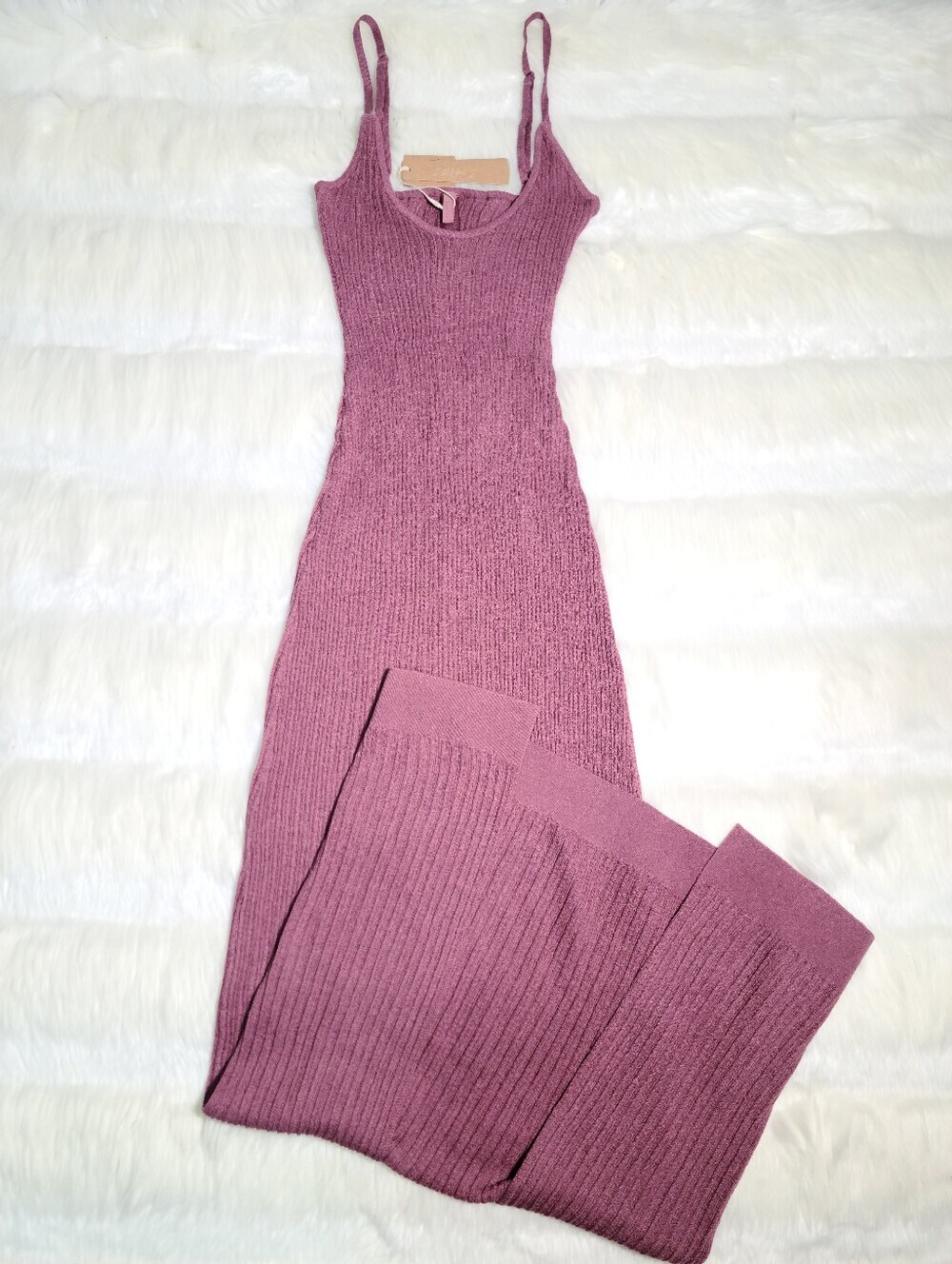 SKIMS Sheer Knit Midi Dress Purple Beet Women Small NEW - Picture 3 of 9